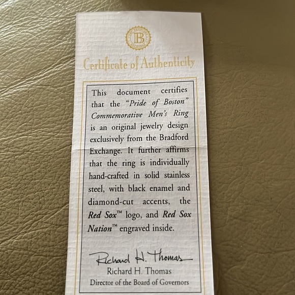 Vintage Rare Men’s “Pride of Boston” Size 10 ring. The Bradford Exchange - Picture 4 of 5